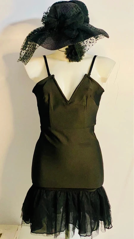 Tubino Nero Finale in Tulle Misure Nelle Foto