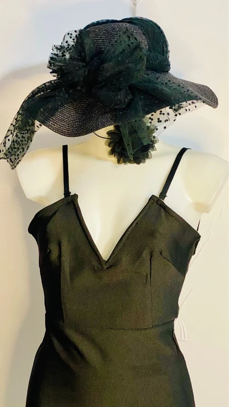 Tubino Nero Finale in Tulle Misure Nelle Foto