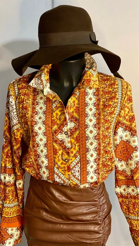 Camicia & Gonna In Ecopelle Drappeggiata Vita Alta