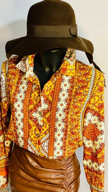 Camicia & Gonna In Ecopelle Drappeggiata Vita Alta