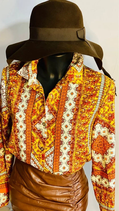 Camicia & Gonna In Ecopelle Drappeggiata Vita Alta