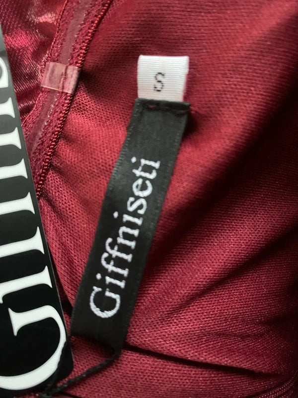 Abito Lungo Da Sera Bordeaux In Taffetà Con Scollo A Barca Misure Nelle Foto