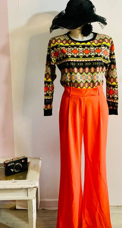 Pantalone A Gamba Ampia Top A Maniche Lunghe Misure Nelle Foto