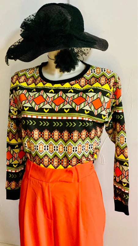 Pantalone A Gamba Ampia Top A Maniche Lunghe Misure Nelle Foto