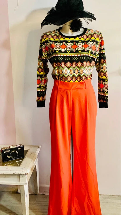 Pantalone A Gamba Ampia Top A Maniche Lunghe Misure Nelle Foto