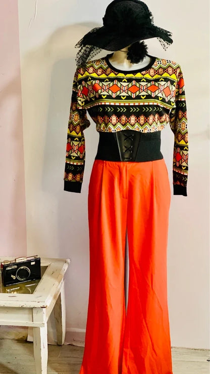 Pantalone A Gamba Ampia Top A Maniche Lunghe Misure Nelle Foto