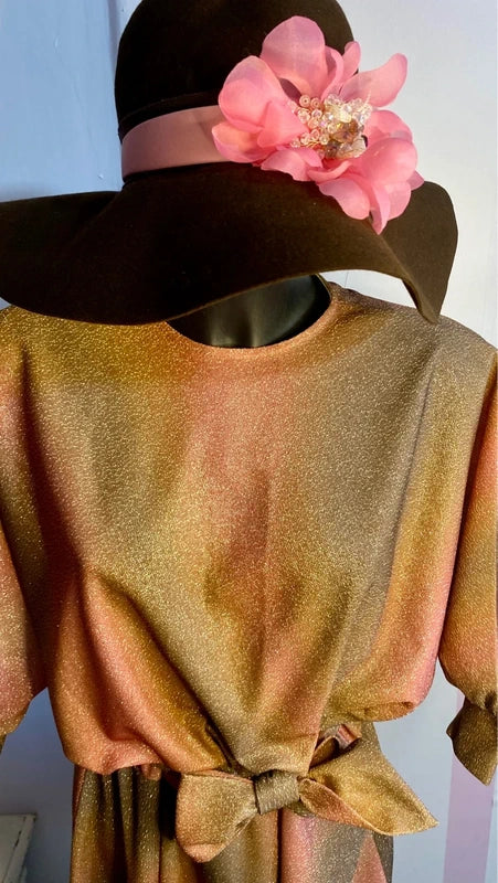 Abito Curvy Glitterato Con Fusciacca Misure Nelle Foto