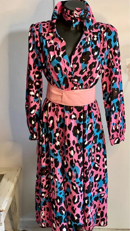 Abito Longuette Midi Maculato Animalier