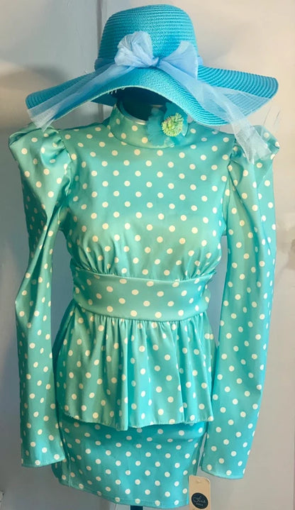 Tubino a Pois Elastico Fascia In Vita E Balze Misura In Foto