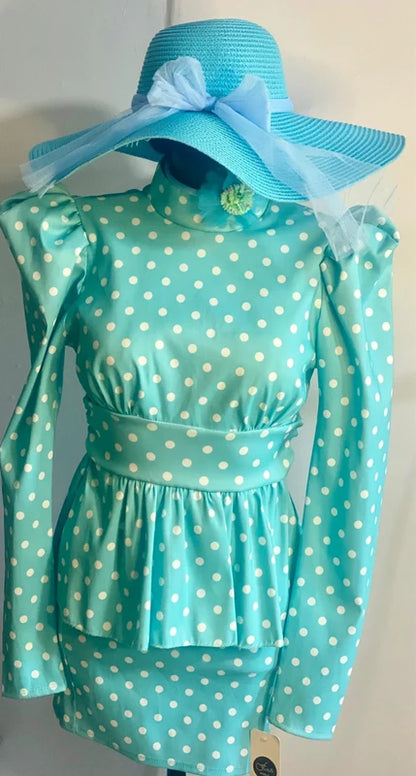 Tubino a Pois Elastico Fascia In Vita E Balze Misura In Foto