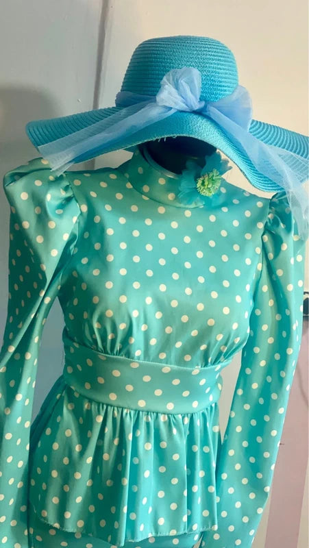 Tubino a Pois Elastico Fascia In Vita E Balze Misura In Foto