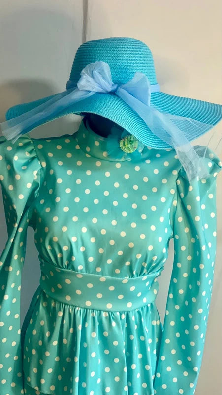 Tubino a Pois Elastico Fascia In Vita E Balze Misura In Foto