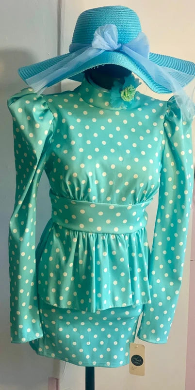 Tubino a Pois Elastico Fascia In Vita E Balze Misura In Foto