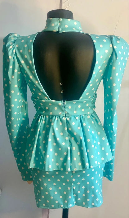 Tubino a Pois Elastico Fascia In Vita E Balze Misura In Foto