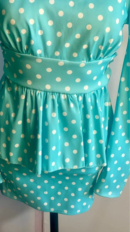 Tubino a Pois Elastico Fascia In Vita E Balze Misura In Foto