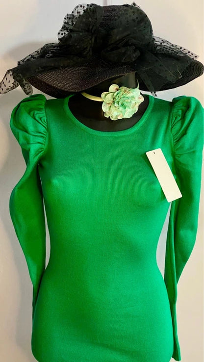 💚Abito Longuette Midi Maniche Sbuffo Misure In Foto💚