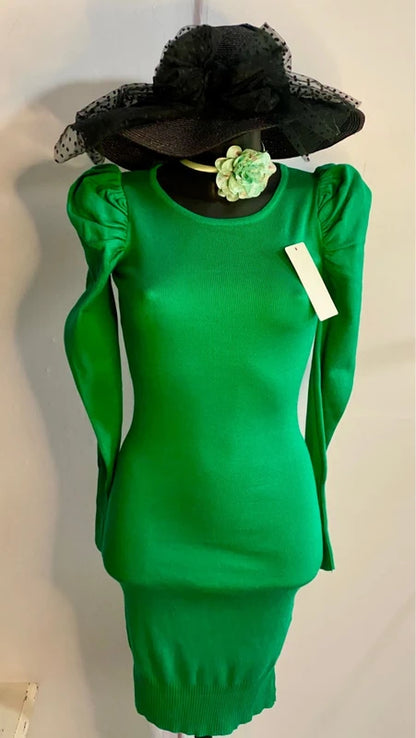 💚Abito Longuette Midi Maniche Sbuffo Misure In Foto💚