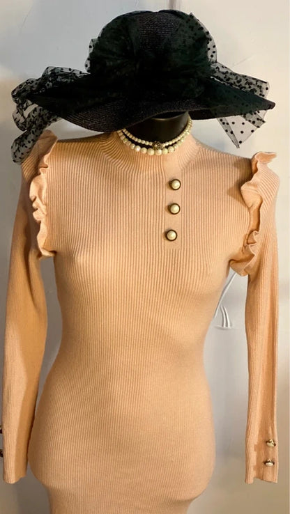 Abito Longuette In Lanetta In Viscosa Con Balze Misura In Foto