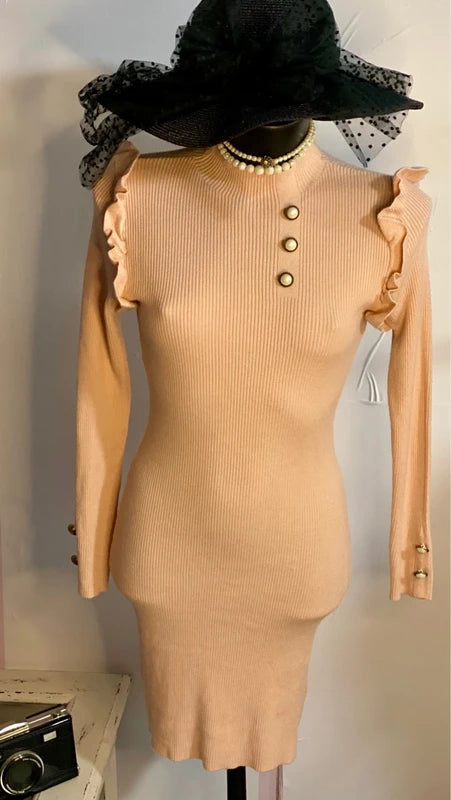 Abito Longuette In Lanetta In Viscosa Con Balze Misura In Foto