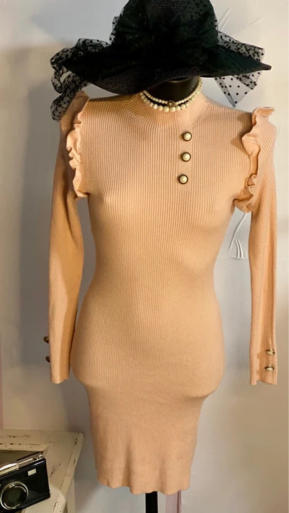 Abito Longuette In Lanetta In Viscosa Con Balze Misura In Foto