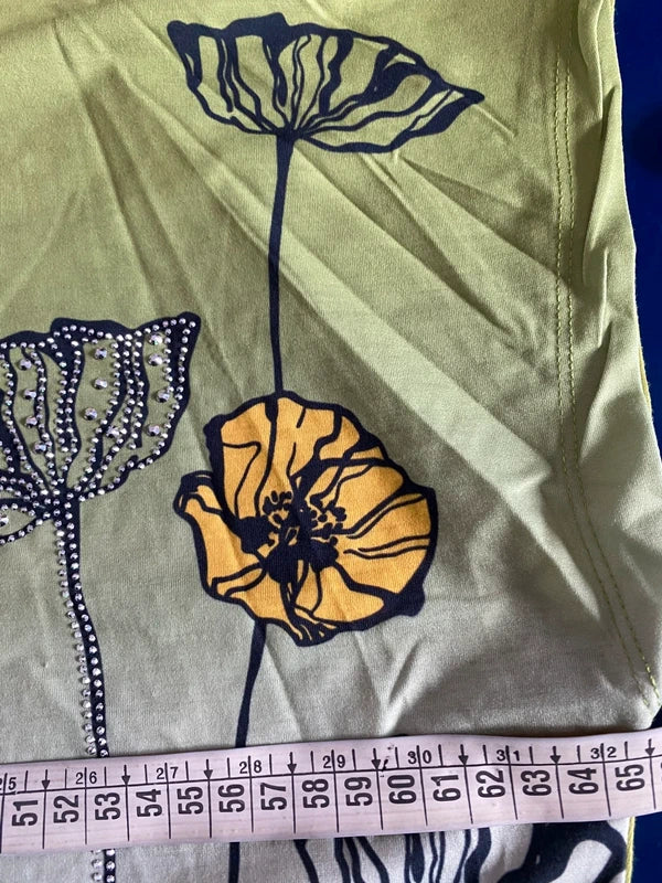 Curvy T-Shirt Con Strass Pantalone Con Balze Misure In Foto