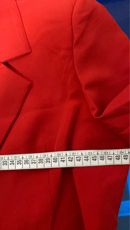 Blazer Giacca Crop Rossa Pantalone A Gonna in Velluto Misure Nelle Foto