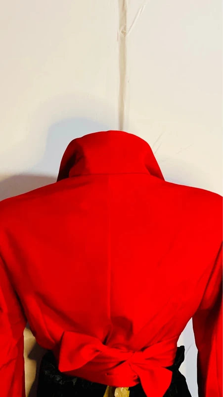 Blazer Giacca Crop Rossa Pantalone A Gonna in Velluto Misure Nelle Foto