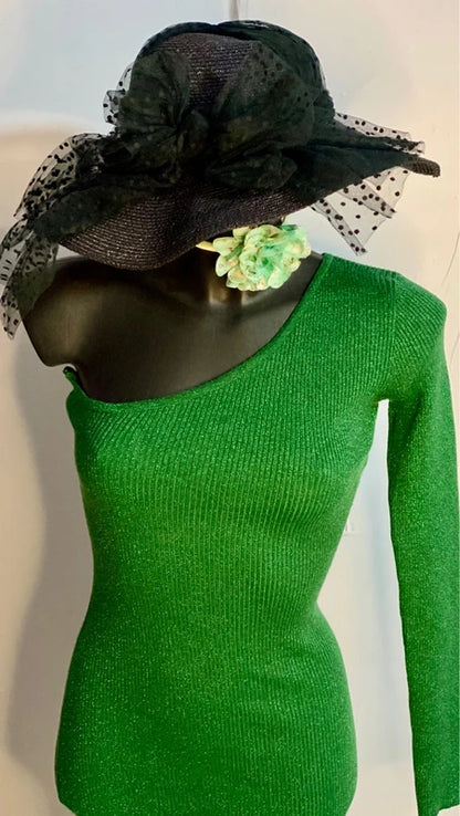 Abito Longuette Midi In Lanetta Glitterato Monospalla Elastico