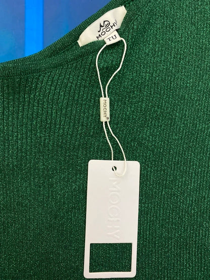 Abito Longuette Midi In Lanetta Glitterato Monospalla Elastico