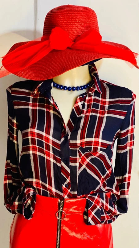 Camicia A Quadri Gonna Rossa Lucida Misure In Foto