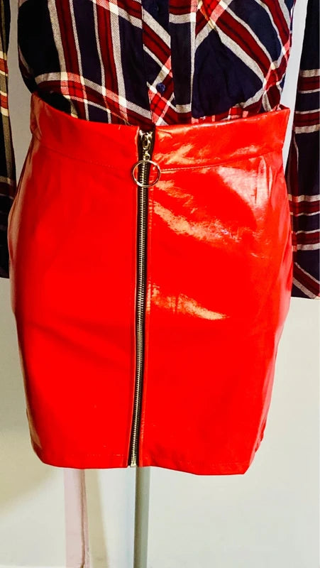 Camicia A Quadri Gonna Rossa Lucida Misure In Foto