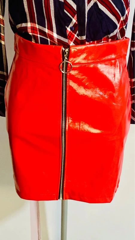 Camicia A Quadri Gonna Rossa Lucida Misure In Foto