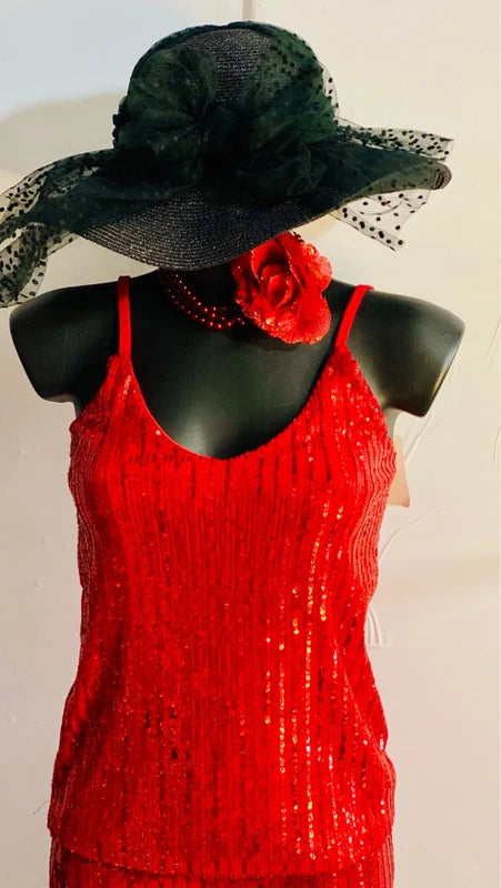 Coordinato Completo Top & Gonna In Paillettes Elastico Misure In Foto