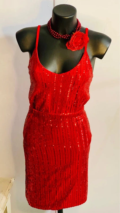 Coordinato Completo Top & Gonna In Paillettes Elastico Misure In Foto