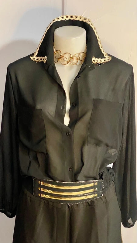 Pantalone Gamba Ampia Con Bande Oro Camicia Misure In Foto