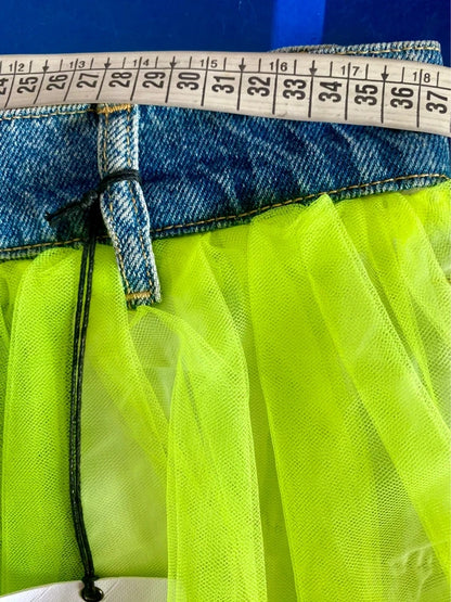 Favolosa Gonna in Denim Lime & Tulle Body in Regalo Misure Nelle Foto