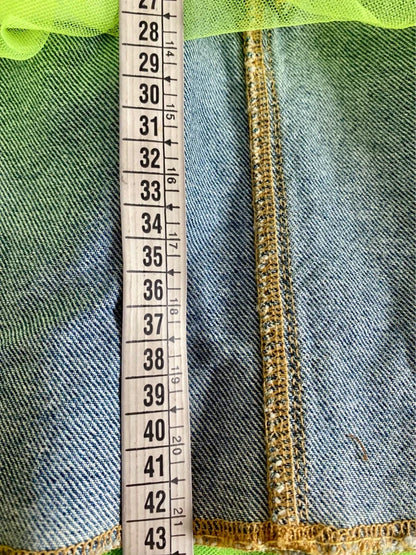 Favolosa Gonna in Denim Lime & Tulle Body in Regalo Misure Nelle Foto