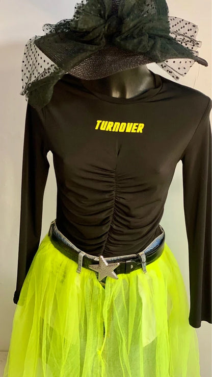 Favolosa Gonna in Denim Lime & Tulle Body in Regalo Misure Nelle Foto