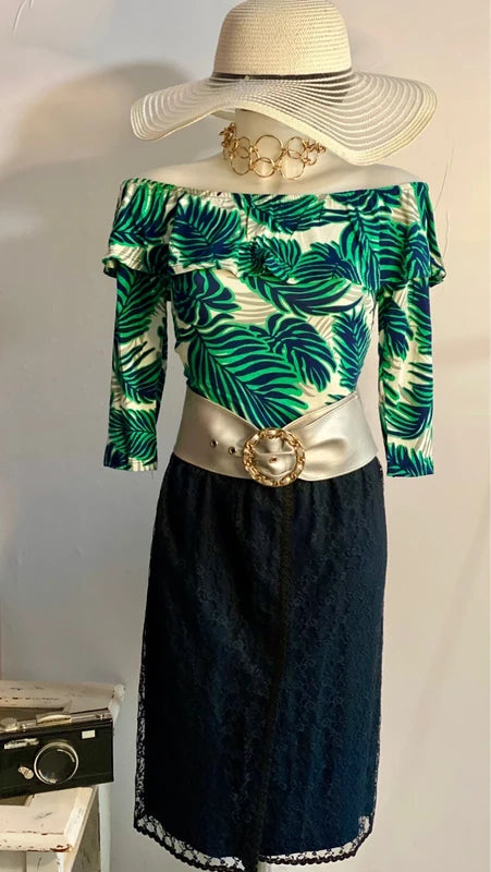 Gonna Longuette In Pizzo  Body Scollo A Barca Misure Nelle Foto