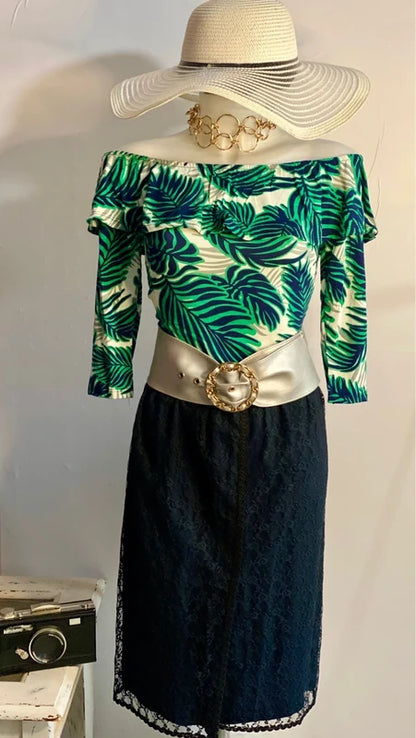 Gonna Longuette In Pizzo  Body Scollo A Barca Misure Nelle Foto