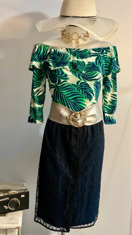 Gonna Longuette In Pizzo  Body Scollo A Barca Misure Nelle Foto