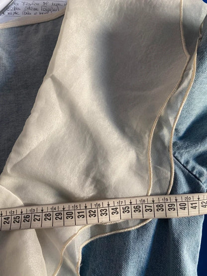 Meraviglioso Abito Denim Collo In Organza Misure Nelle Foto