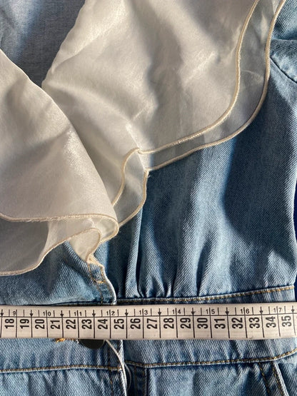 Meraviglioso Abito Denim Collo In Organza Misure Nelle Foto
