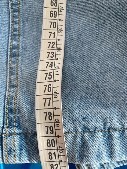 Meraviglioso Abito Denim Collo In Organza Misure Nelle Foto