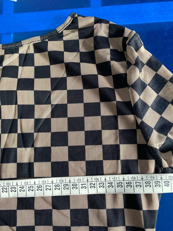 Abito Longuette A Quadri Elastico Maniche A Guanto Misure Nelle Foto