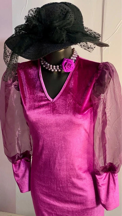 Abito In Velluto Con Maniche A Sbuffo Misure In Foto