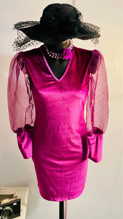 Abito In Velluto Con Maniche A Sbuffo Misure In Foto