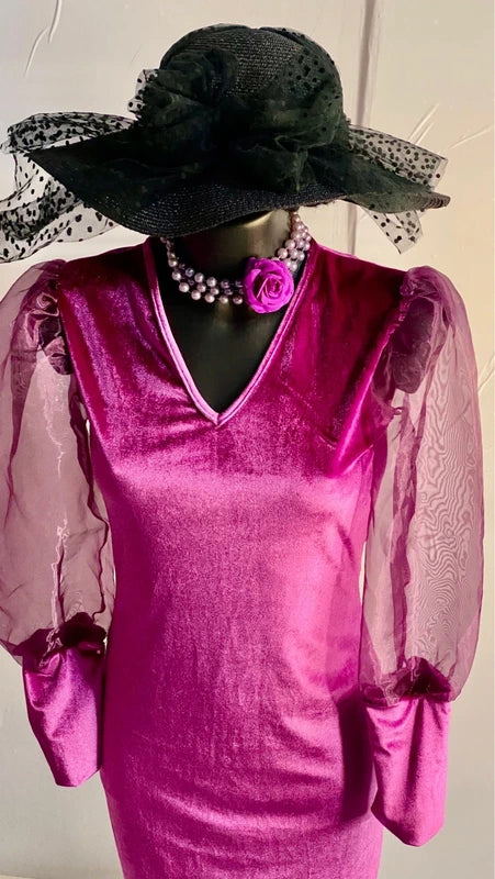 Abito In Velluto Con Maniche A Sbuffo Misure In Foto