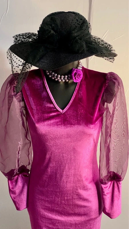 Abito In Velluto Con Maniche A Sbuffo Misure In Foto