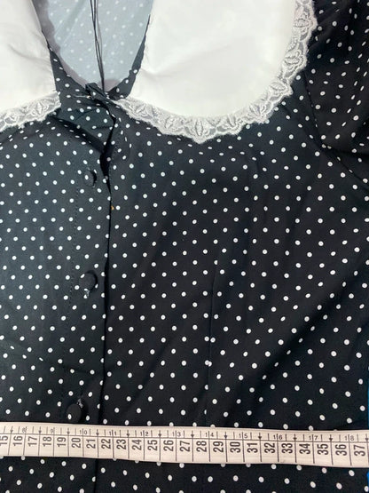 Abito a pois con collo ampio in pizzo misure In Foto